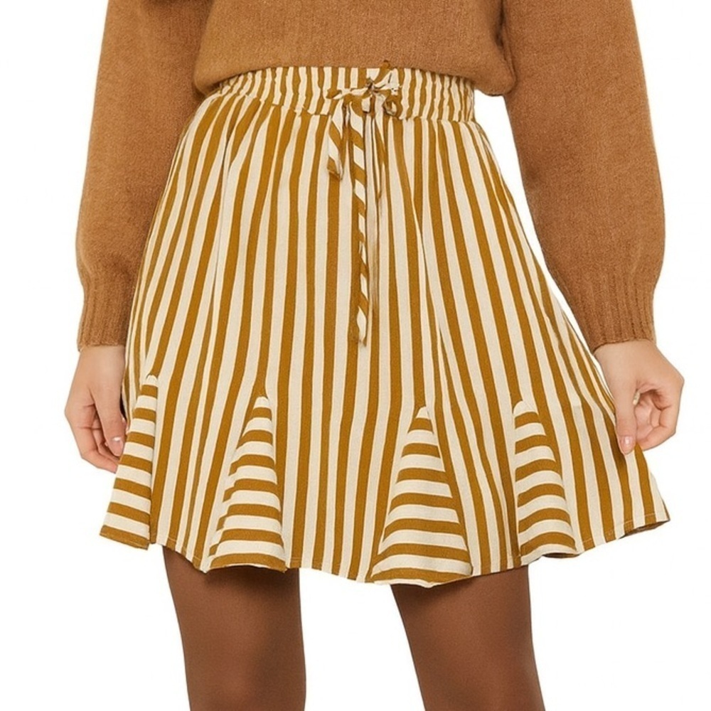 Women’s Striped Pleated Hem Mini Skirt Sz 2/ XS